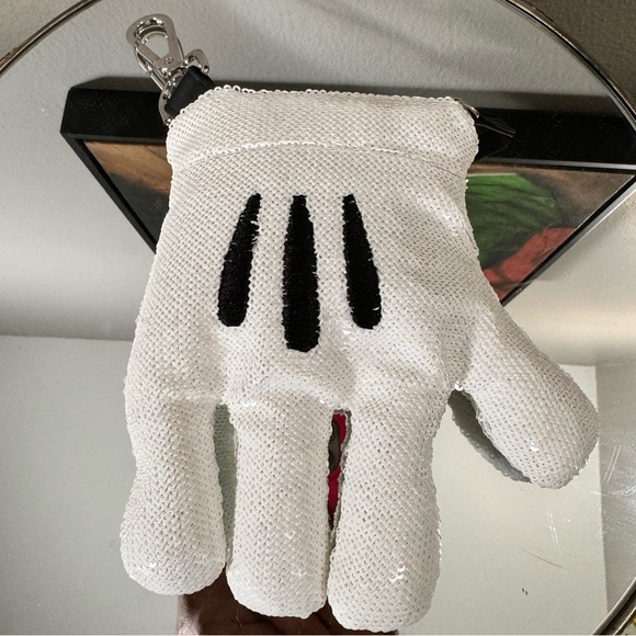 Disney Parks Sequin Mickey Mouse Glove Coin Purse Bag Charm - Picture 2 of 6